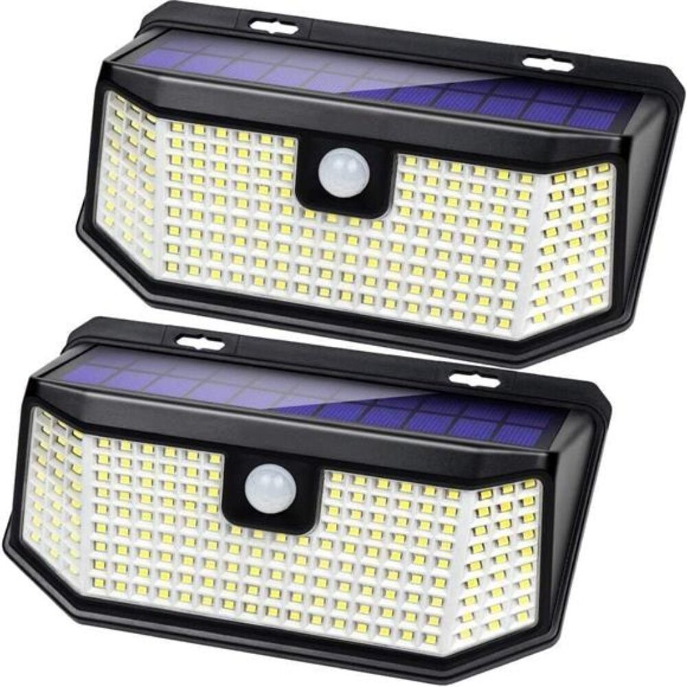 Solar Motion Sensor Lights Outdoor 182 LED Bright Waterproof Garage 2 Pack